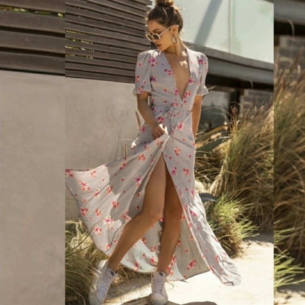 Nwt Flynn Skye Maxi Wrap Dress Size S